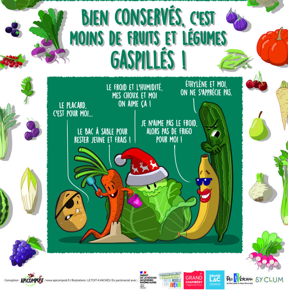 Affiche de sensibilisation aux bonnes pratiques de conservation des fruits et legumes