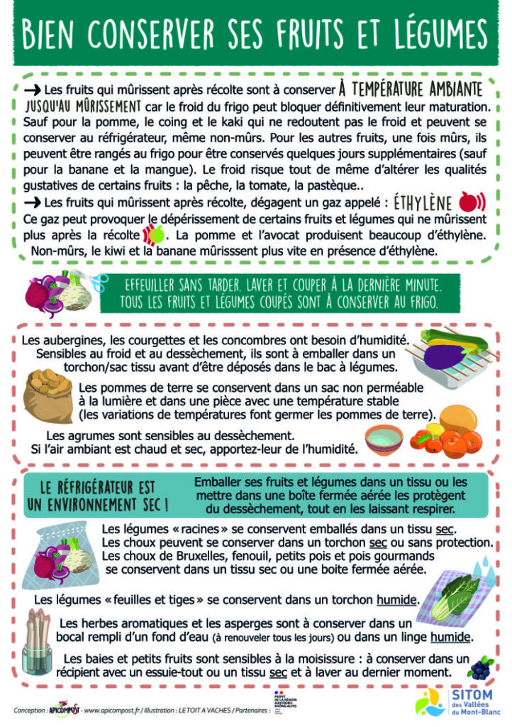 Flyer mémo verso conservation des fruits et légumes frais