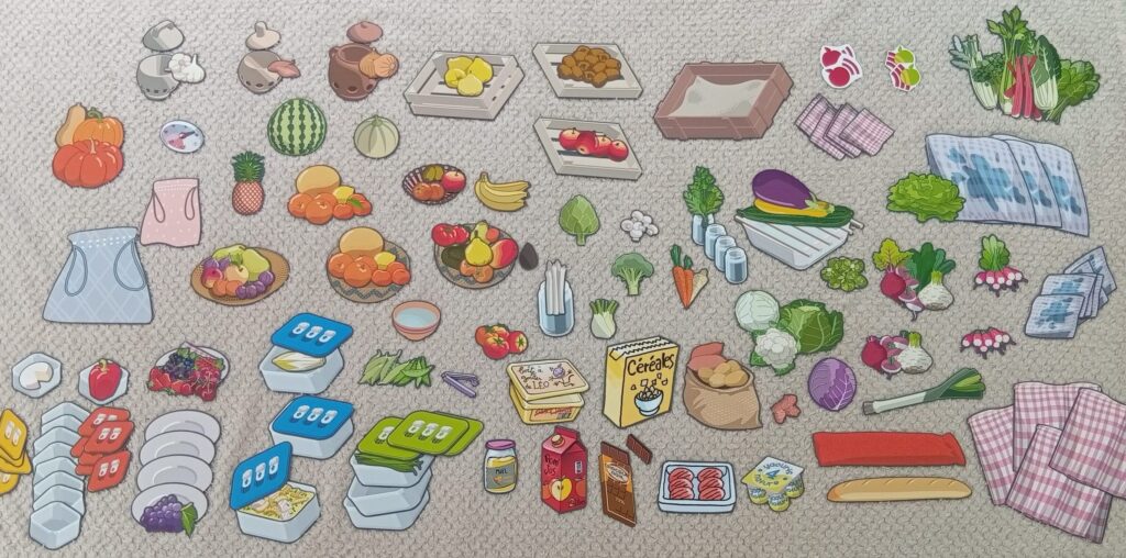 Magnets contenants, accessoires, fruits, légumes, denrées